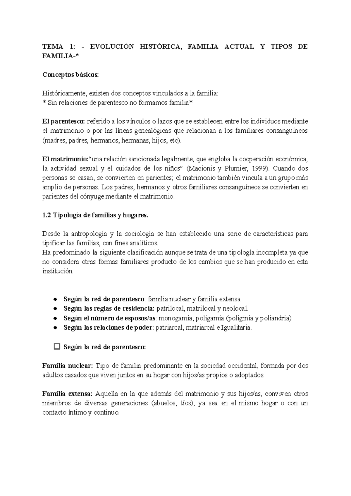 1º Parcial Sfe Apuntes Tema 1 EvoluciÓn HistÓrica Familia Actual Y Tipos De Familia 8360