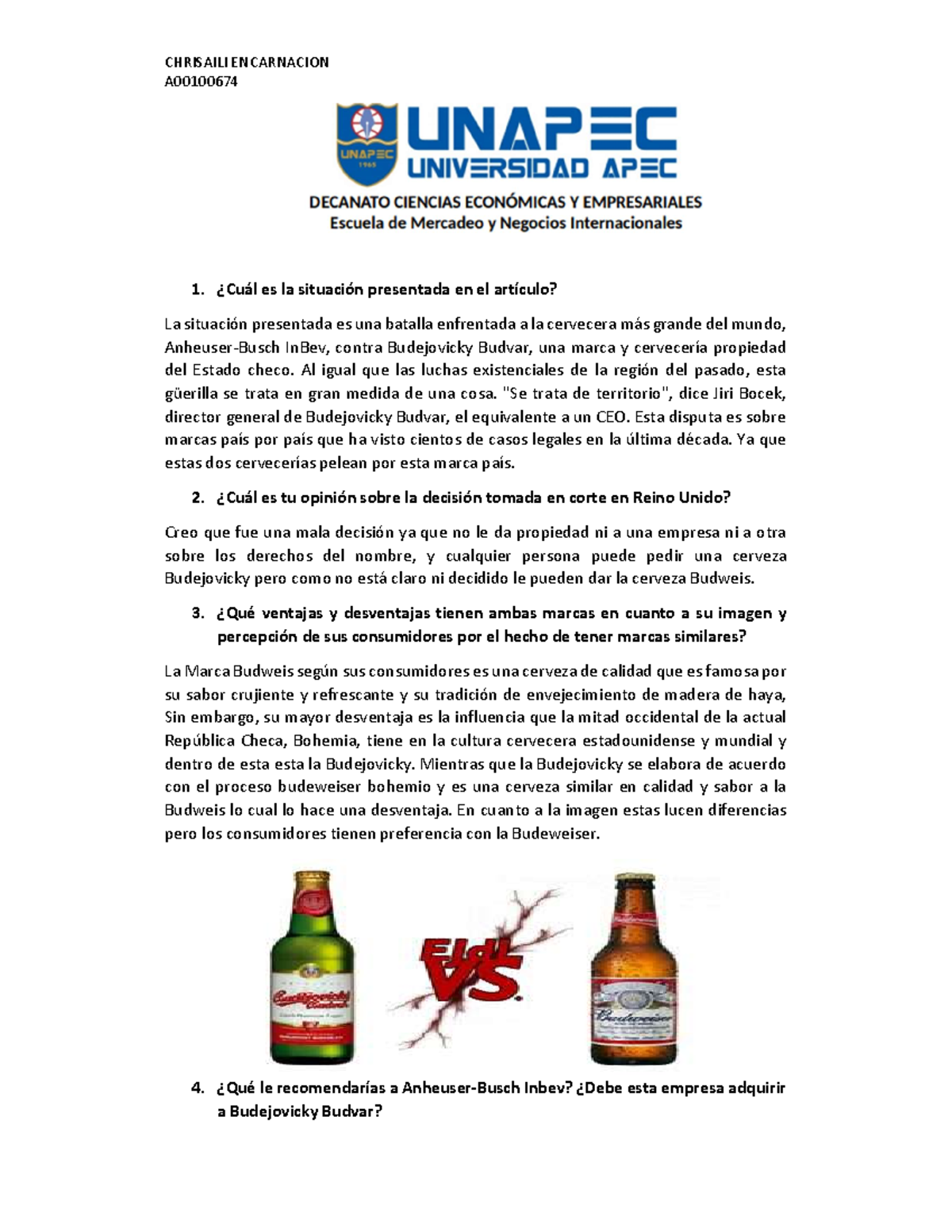 Investigacion Caso Budweiser Preguntas Y Respuestas - Gestión De ...