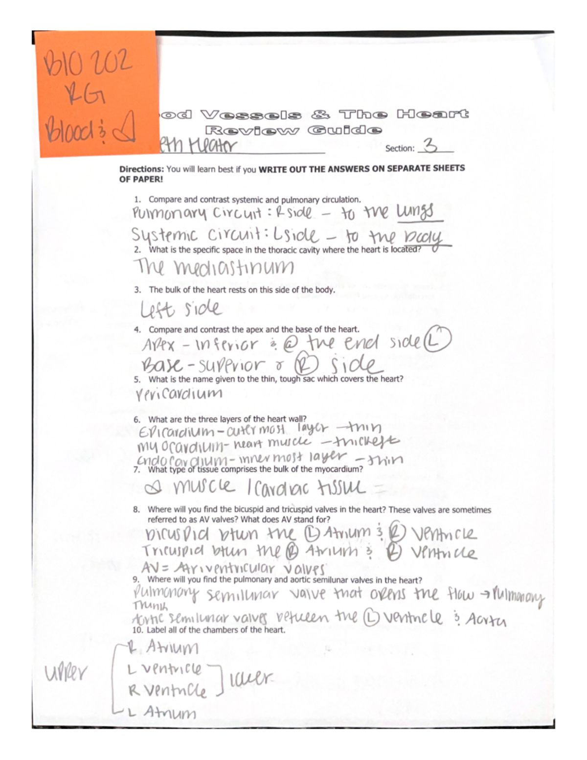 BIO RG 1-30 - this is the reading guide and it has all the correct ...