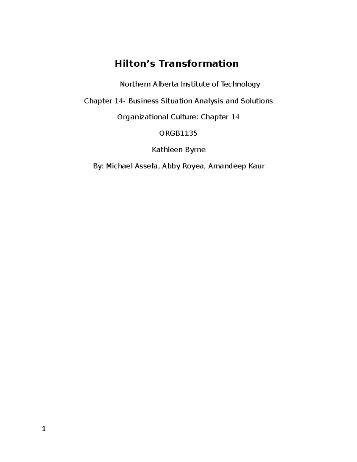 hilton's transformation case study answers