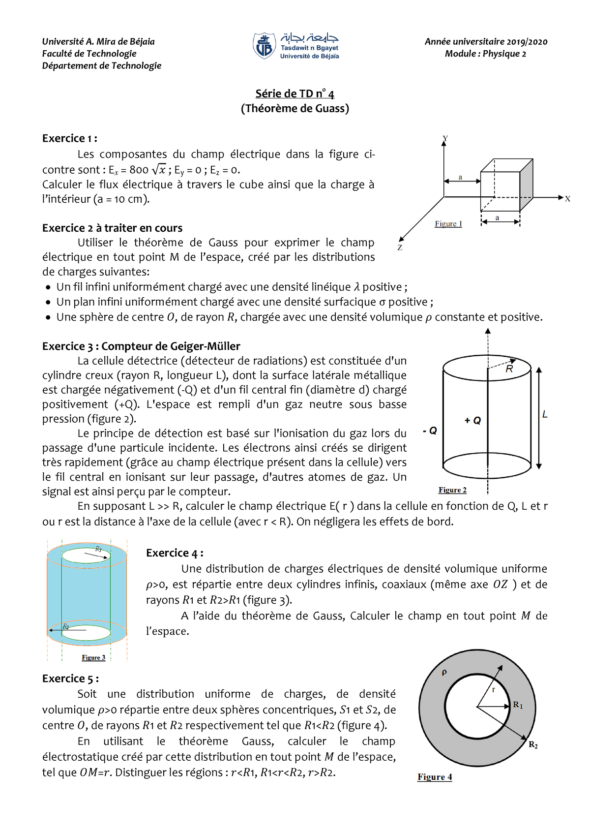 Série-TD-4-Phys2-2020 2021+corrigé - Université A. Mira De Béjaia Année ...
