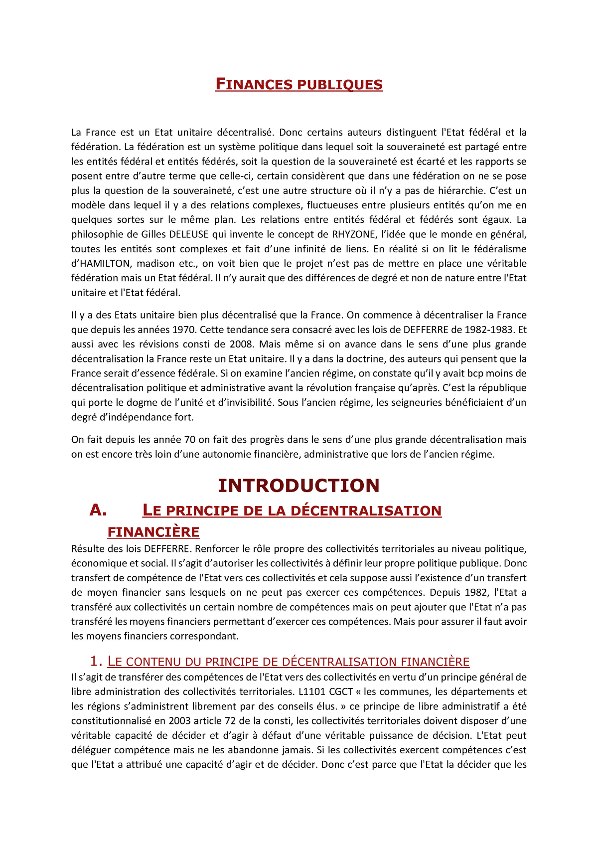 dissertation la france un etat unitaire