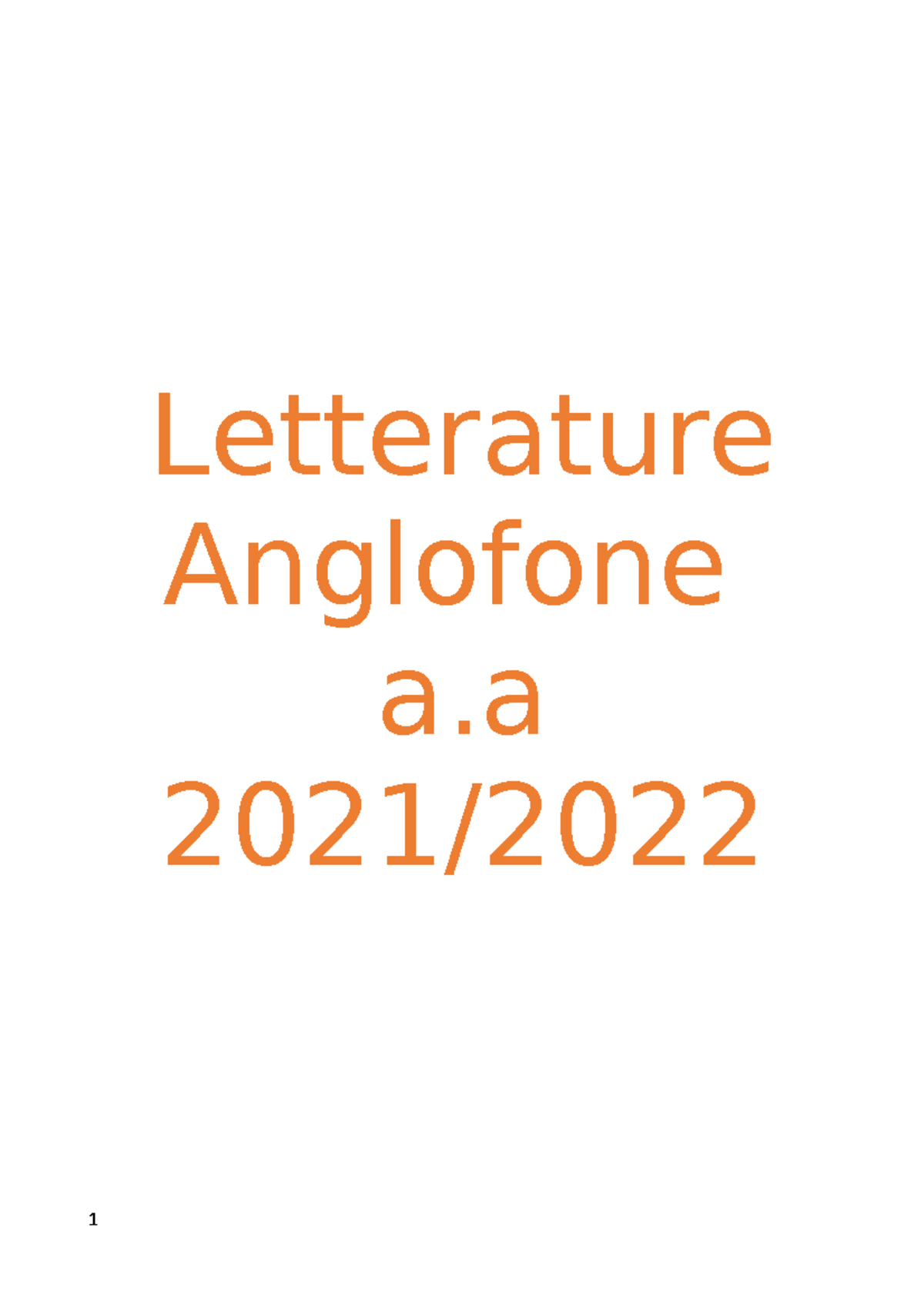 Letterature Anglofone - Letterature Anglofone a 2021/ LETTERATURE ...