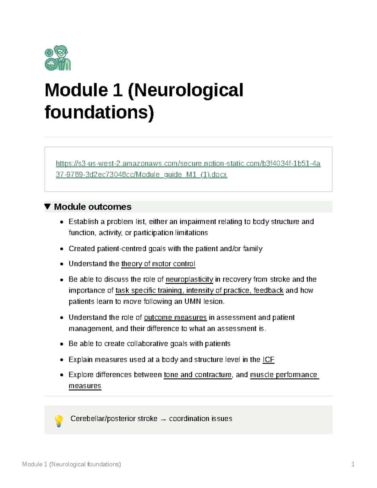 PHS318 Module 1 (Neurological foundations) - Module 1 (Neurological ...