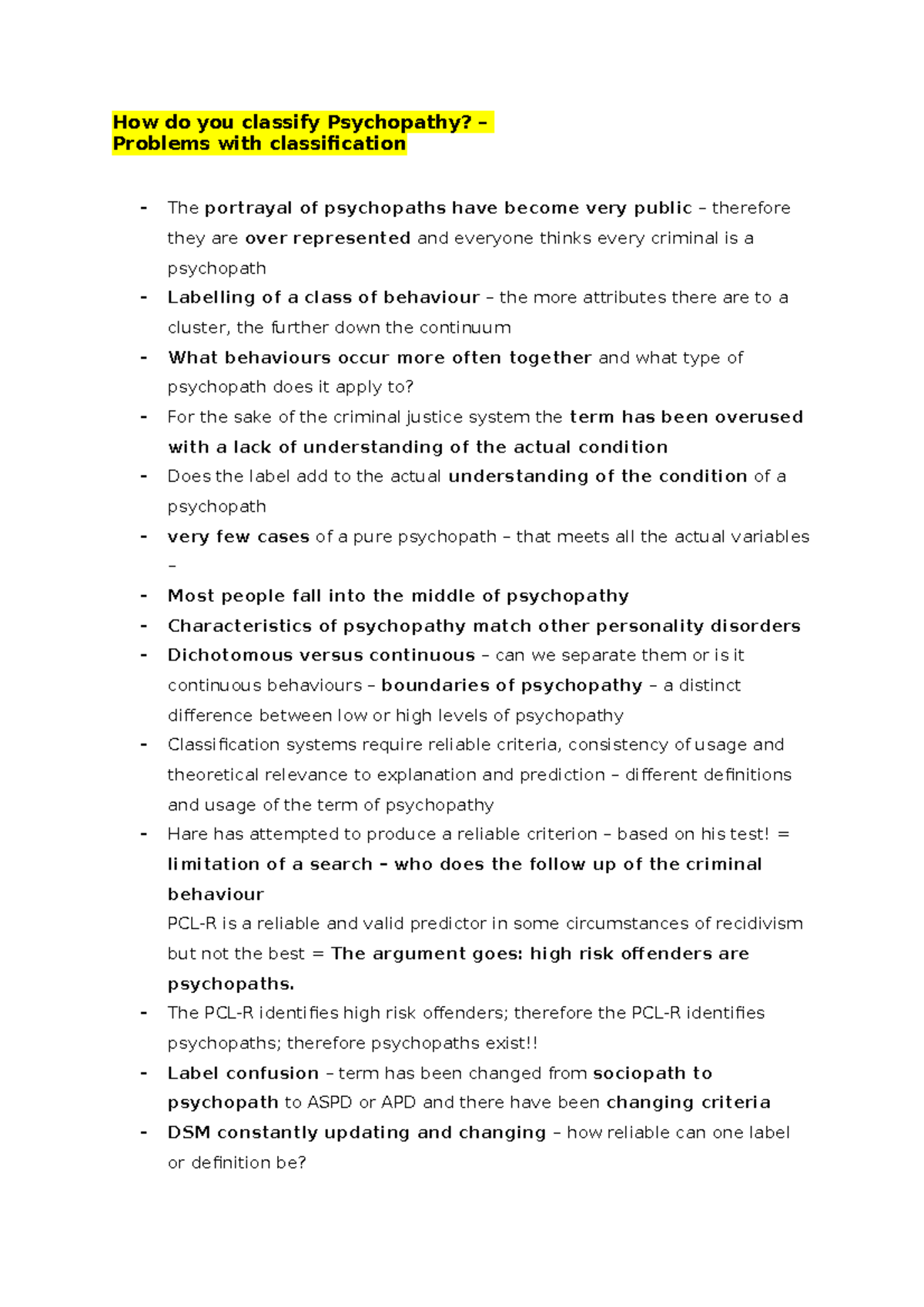 How do you classify Psychopathy - The PCL-R identifies high risk ...