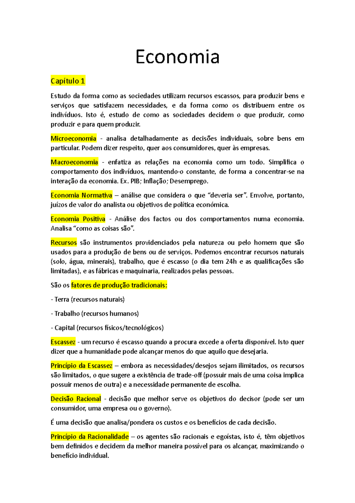 Economia - Economia Capítulo 1 Estudo da forma como as sociedades ...