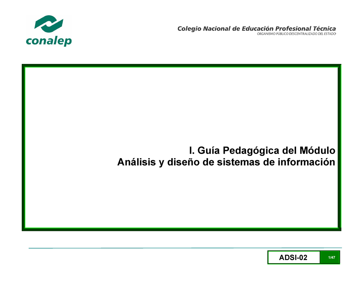 I Guía Pedagógica Del Módulo Análisis Y Diseño De Sistemas De Información Adsi 02 1 47 I 6171