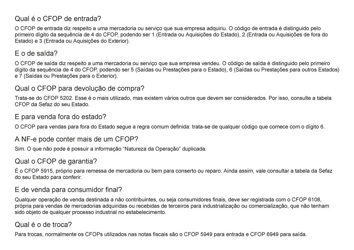 Cfop O Que é Como Funciona Tabela E Dúvidas Frequentes Qual é O Cfop De Entrada O Cfop De 8649