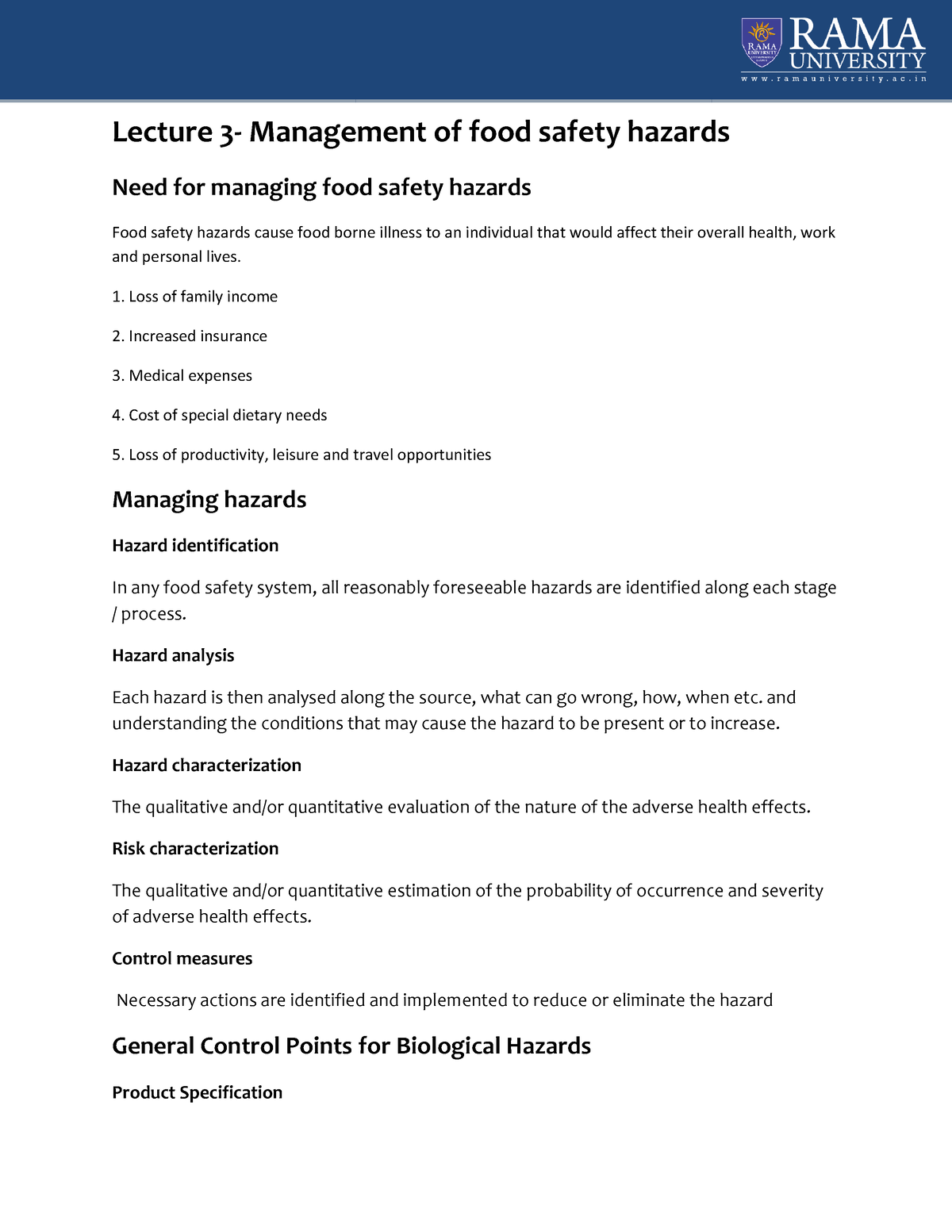 graded assignment educating others about food safety