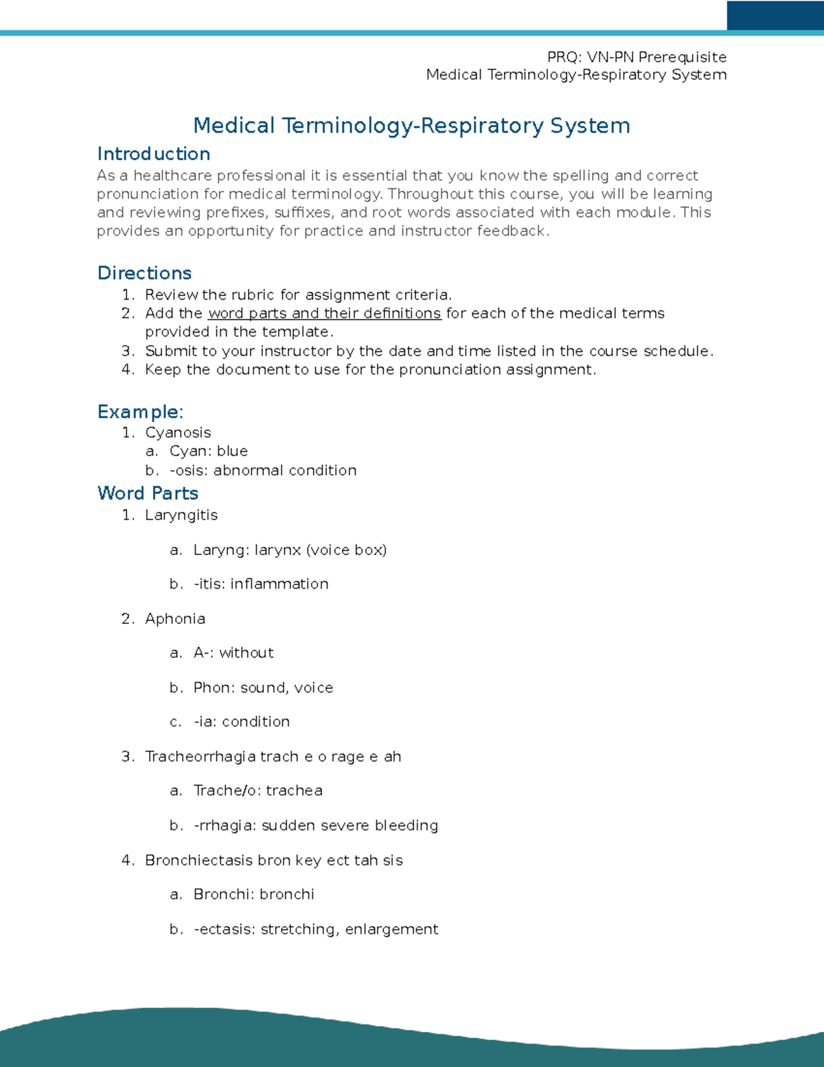 medical terminology chapter 7 assignment