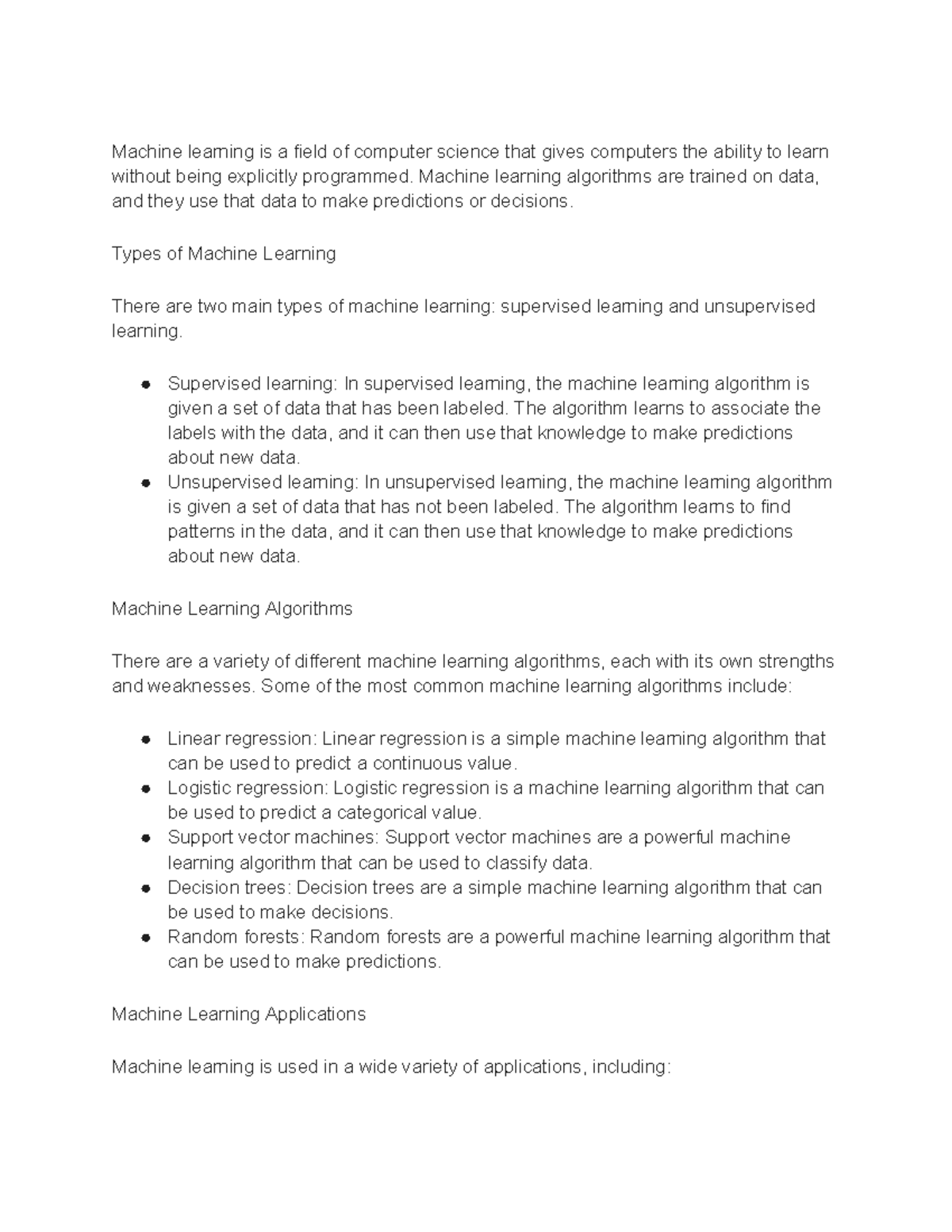 Lecture 19 Introduction to Machine Learning - Machine learning is a ...