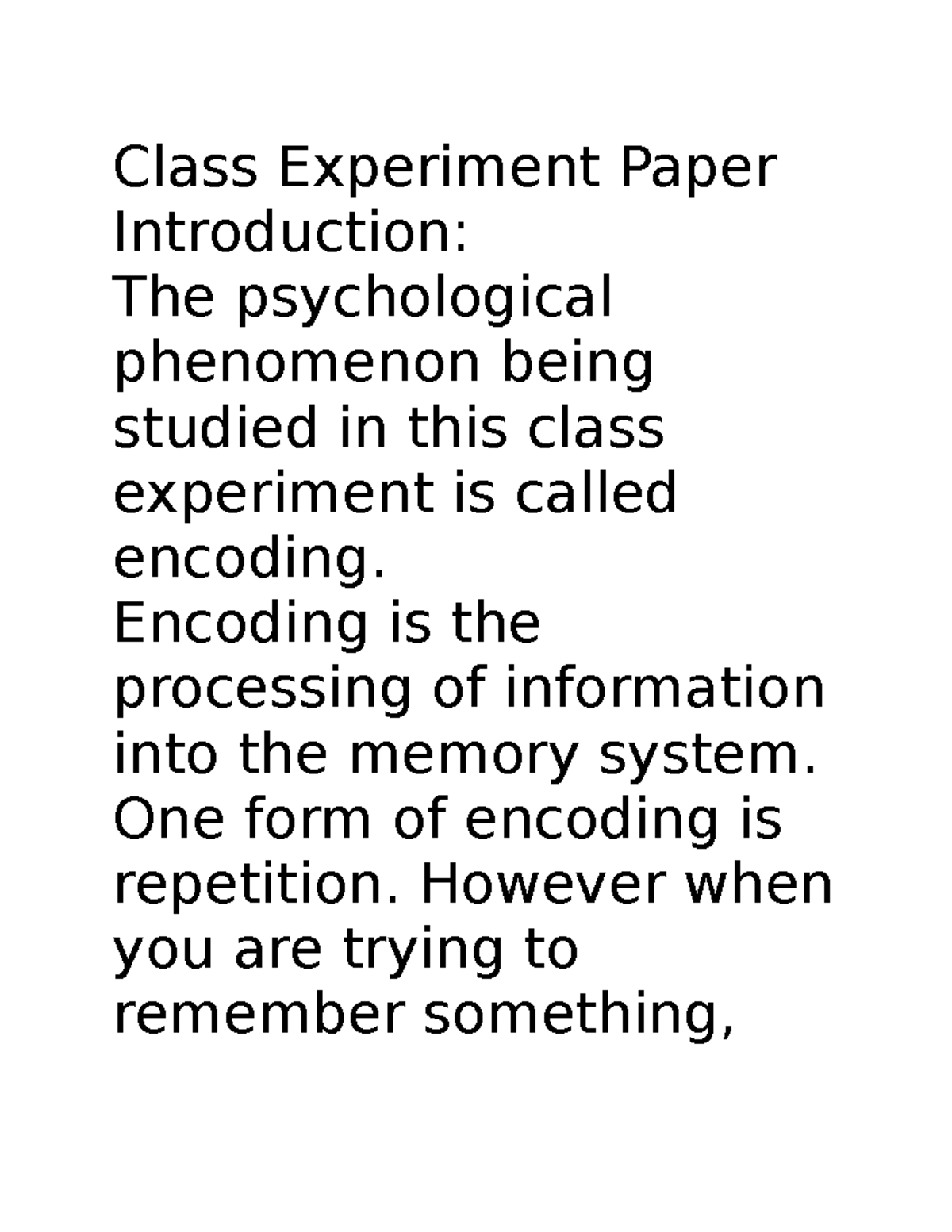 psychology experiment paper