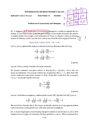 PS3 - Problem set solutions - Econ 301 Intermediate Microeconomics Prof ...