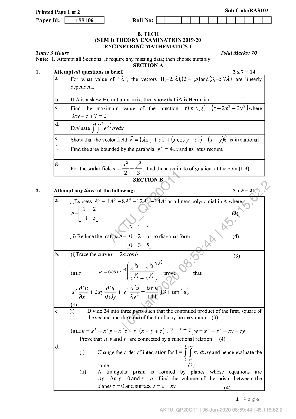 Math's 1 - m1 notes - AKTU_QP20O | 06-Jan-2020 08:59:44 | 45.115. AKTU ...