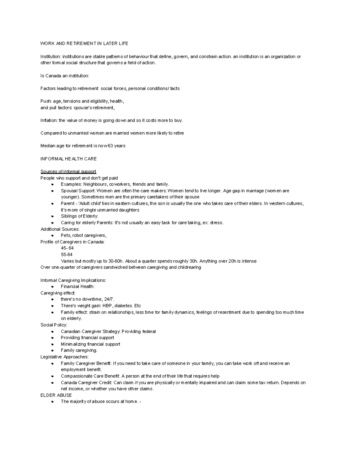 Copy of Aging review - WORK AND RETIREMENT IN LATER LIFE Institution ...