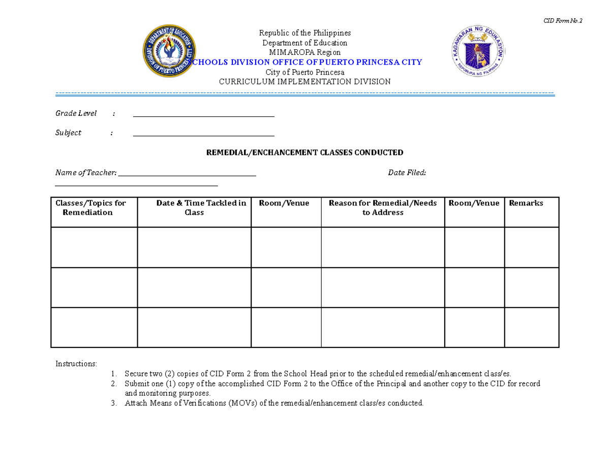 Remedial classes Template Republic Of The Philippines Department Of remedial-classes-template-republic-of-the-philippines-department-of
