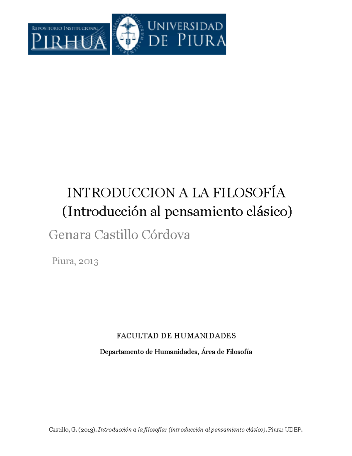 Introduccion a la Filosofia. Genara Castillo - INTRODUCCION A LA ...