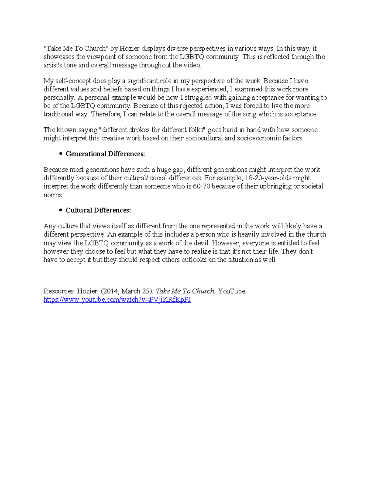 HUM 102 Module 6-2 Short Answer Creative Work Analysis - 