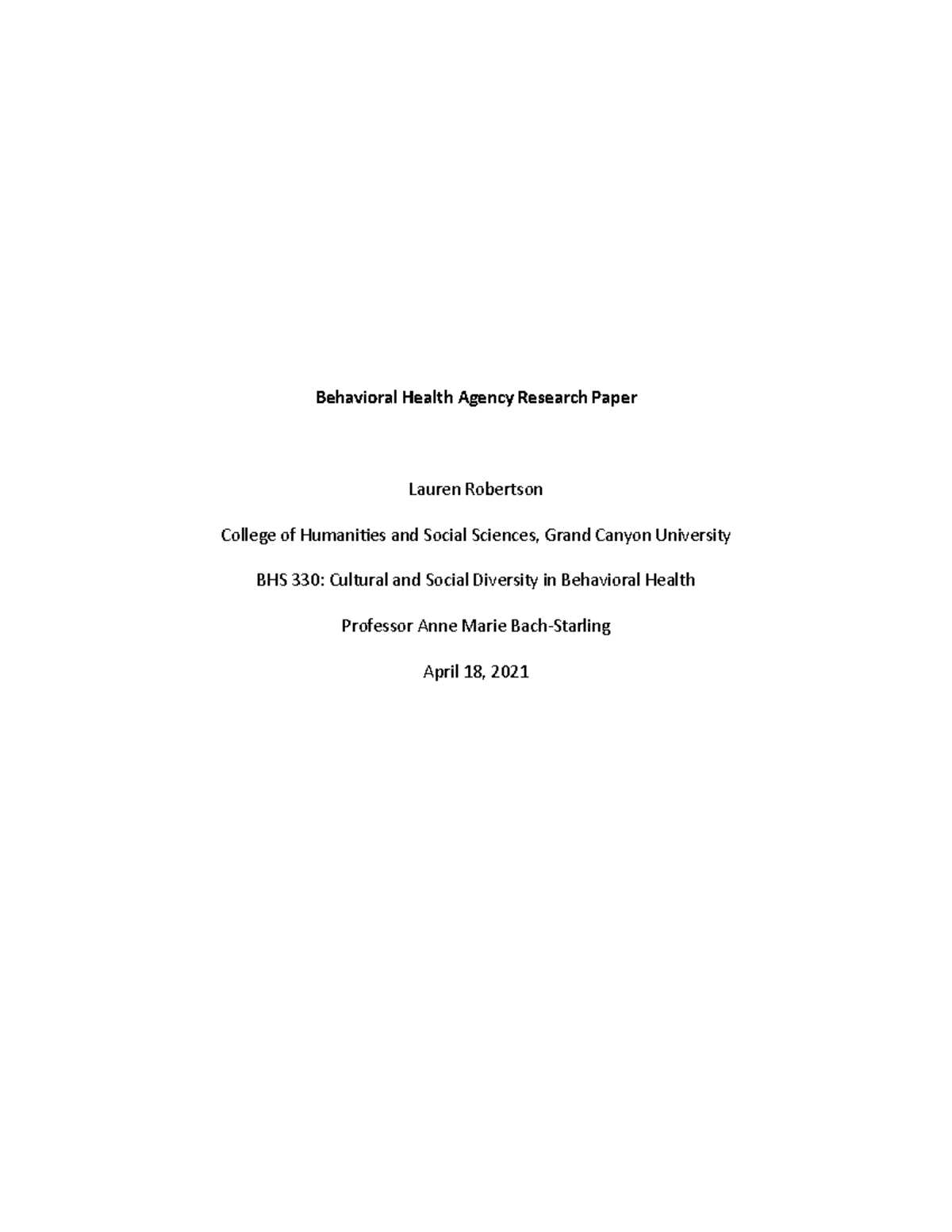 research paper on behavioral health