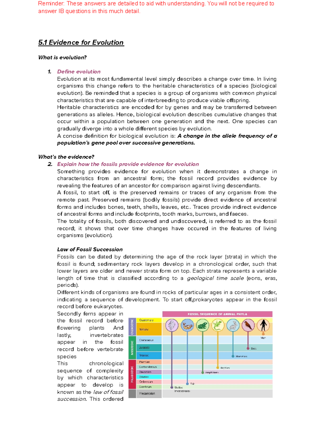 5. Evolution Biodiversity - Answer IB Questions In This Much Detail. 5 ...