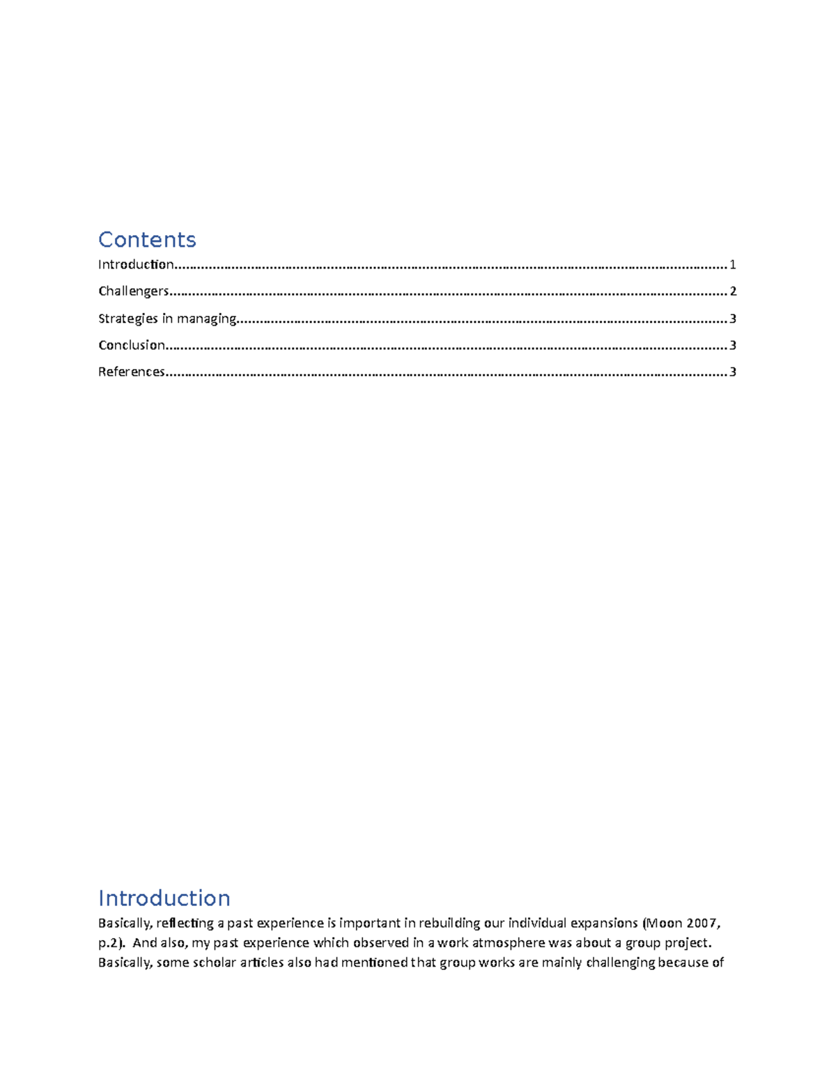 Reflective essay organisational behaviour - Contents - StuDocu