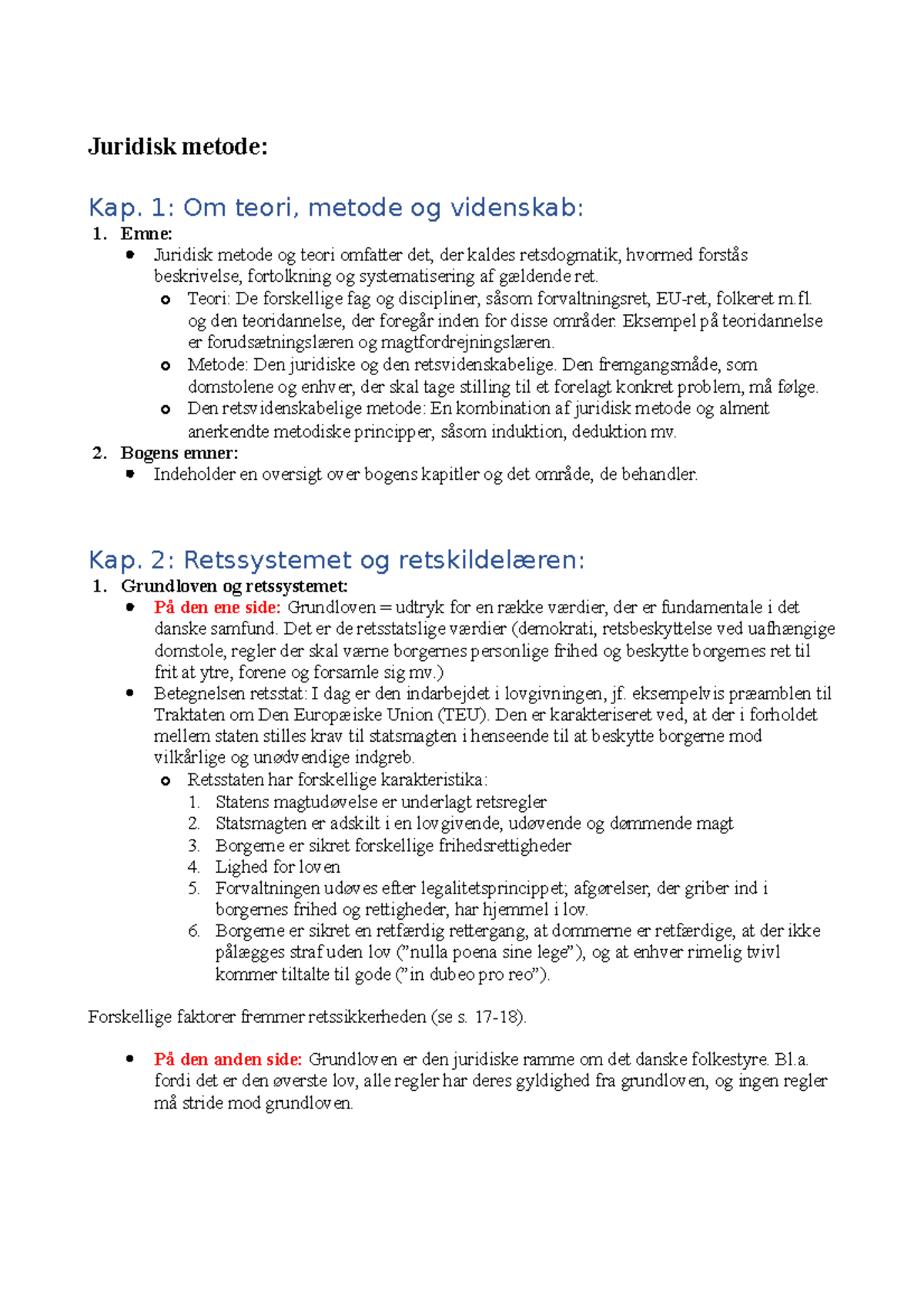 Juridisk Metode - Juridisk Metode: Kap. 1: Om Teori, Metode Og ...