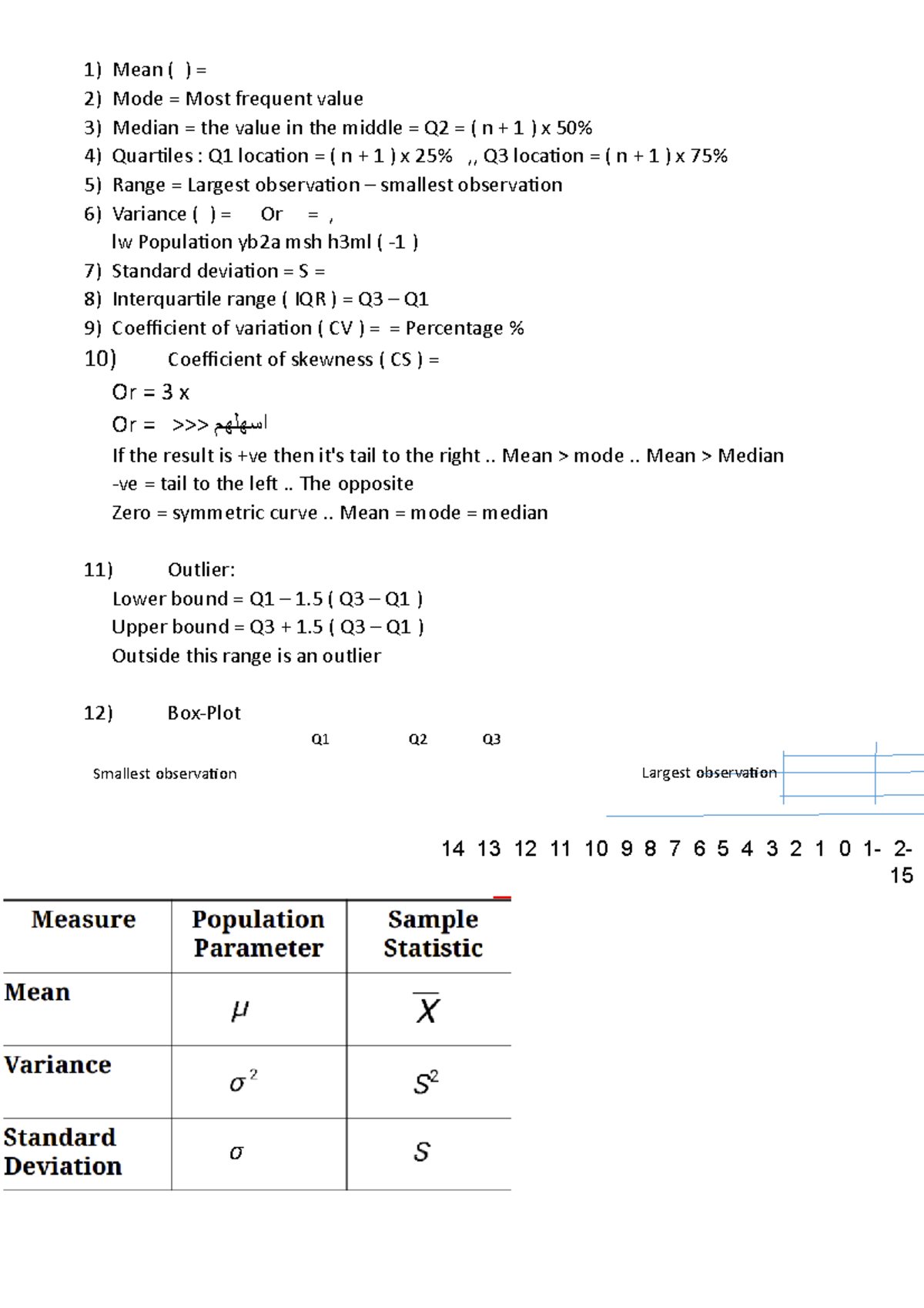CH3 rules - Lecture notes 3 - Mean ( ) = Mode = Most frequent value ...
