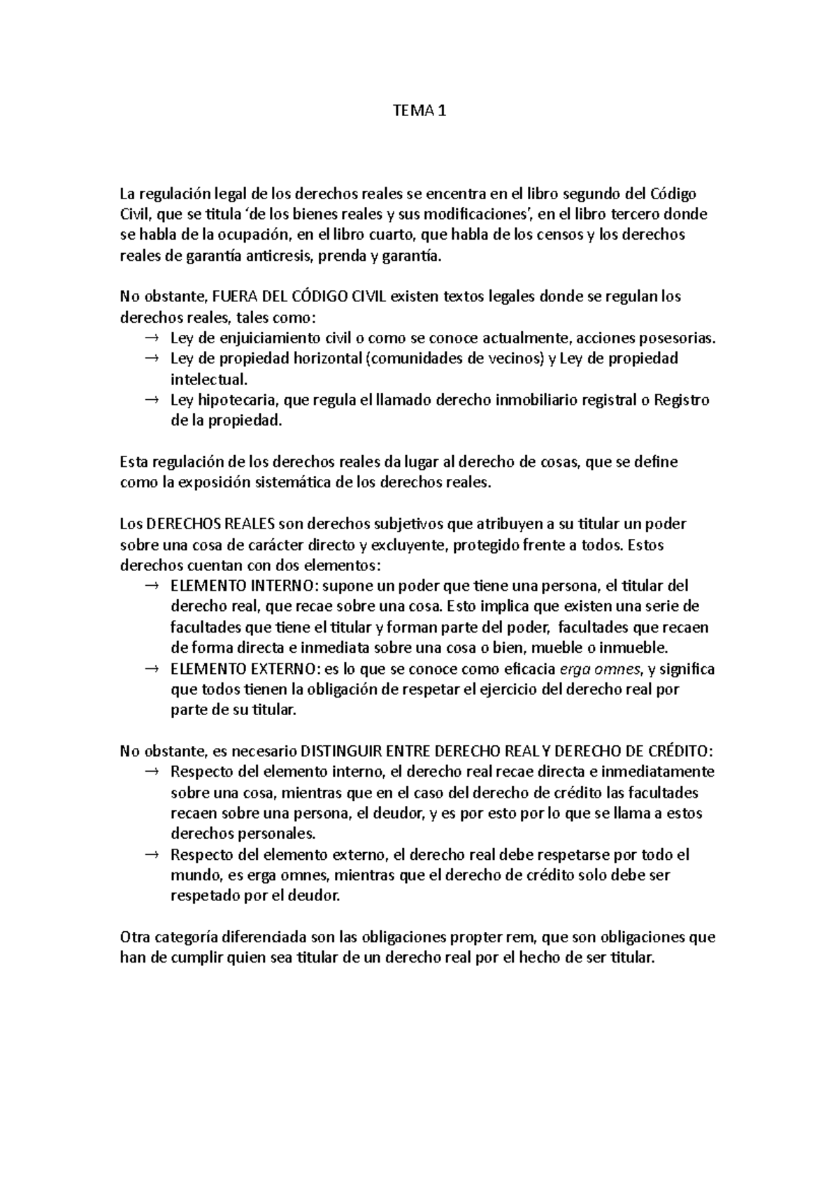 TEMA 1 Derechos Reales - TEMA 1 La Regulación Legal De Los Derechos ...