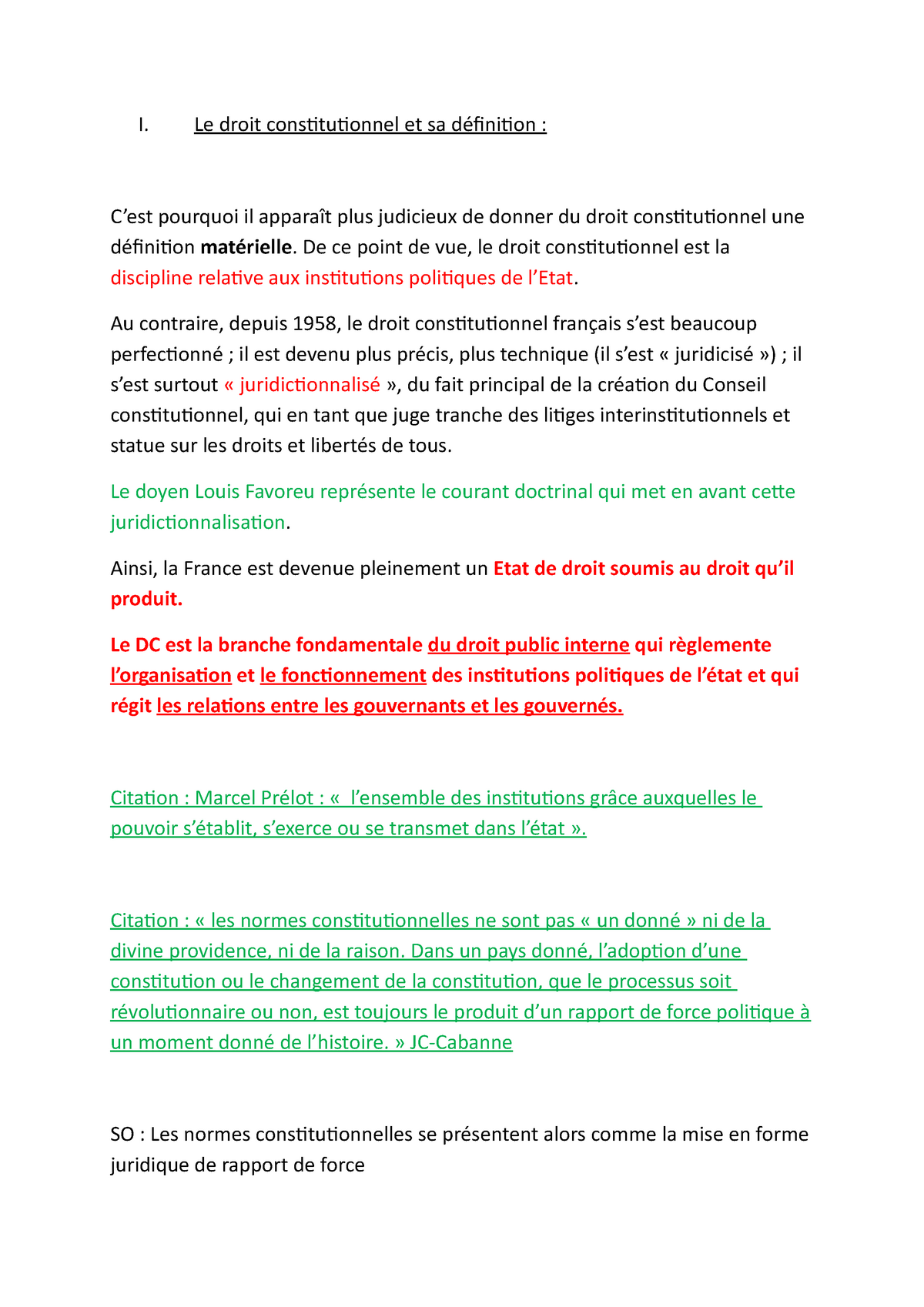 Prerogatives Notes De Cours 1 I Le Droit Constitutionnel Et Sa Definition C Est Pourquoi Il Studocu