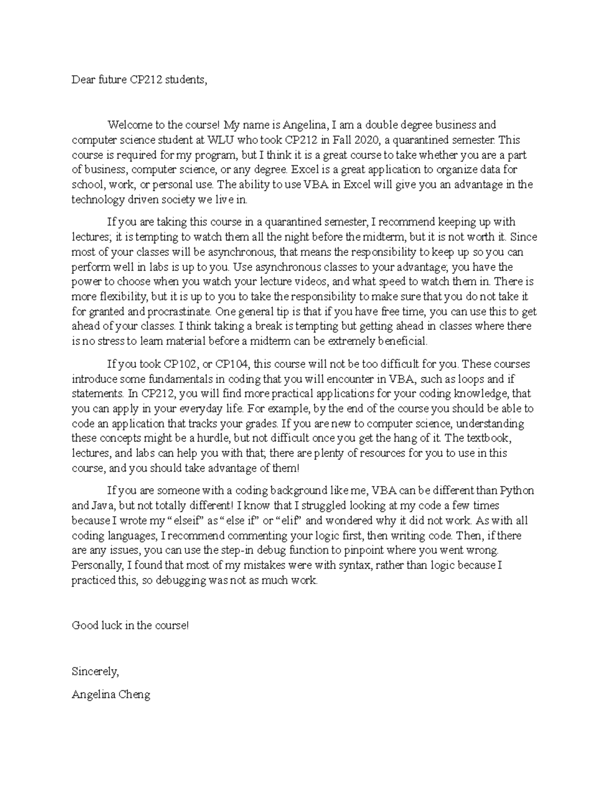 Chen5476 letter - practice material regarding computer science - Dear ...