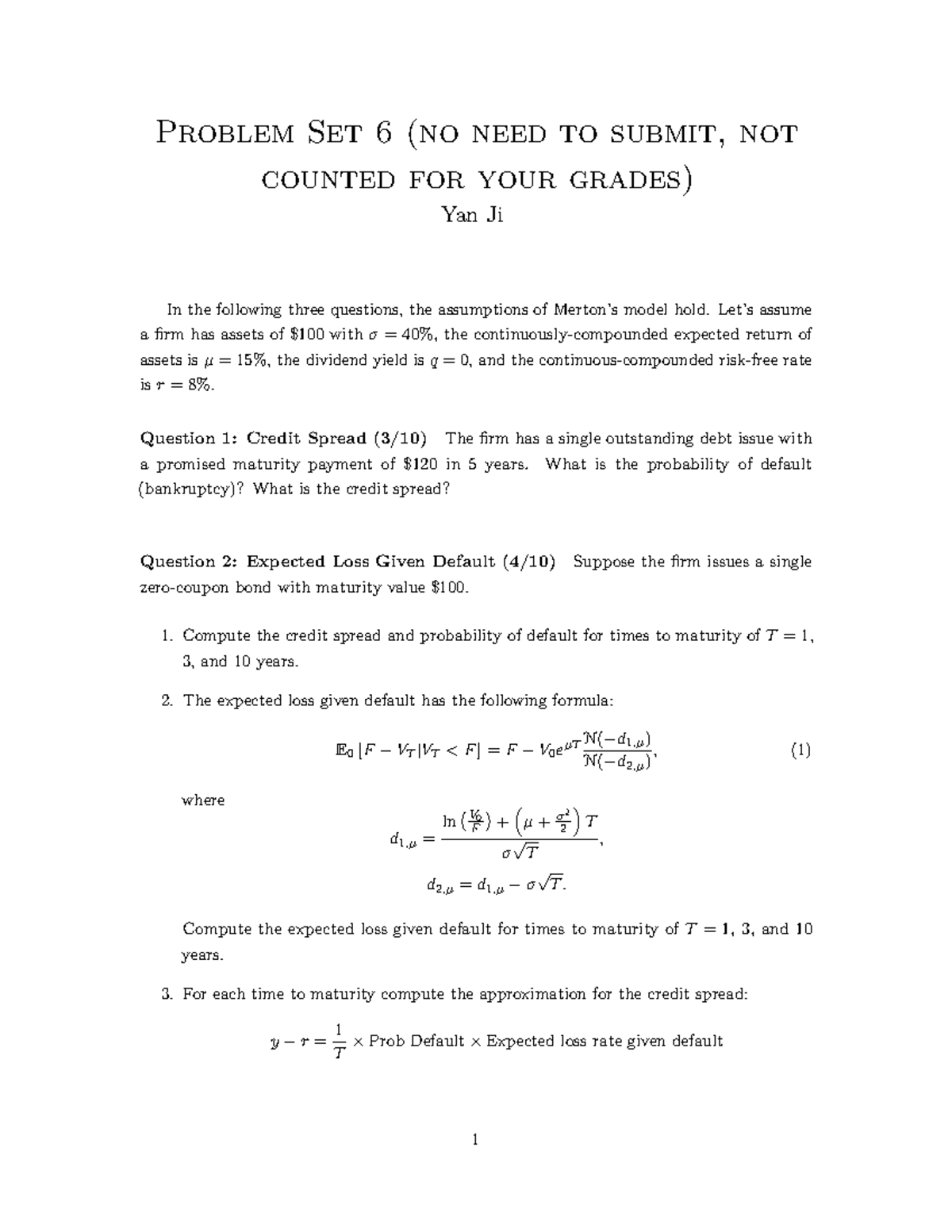 Problem Set 6 3203 - Problem Set 6 (no need to submit, not counted for ...
