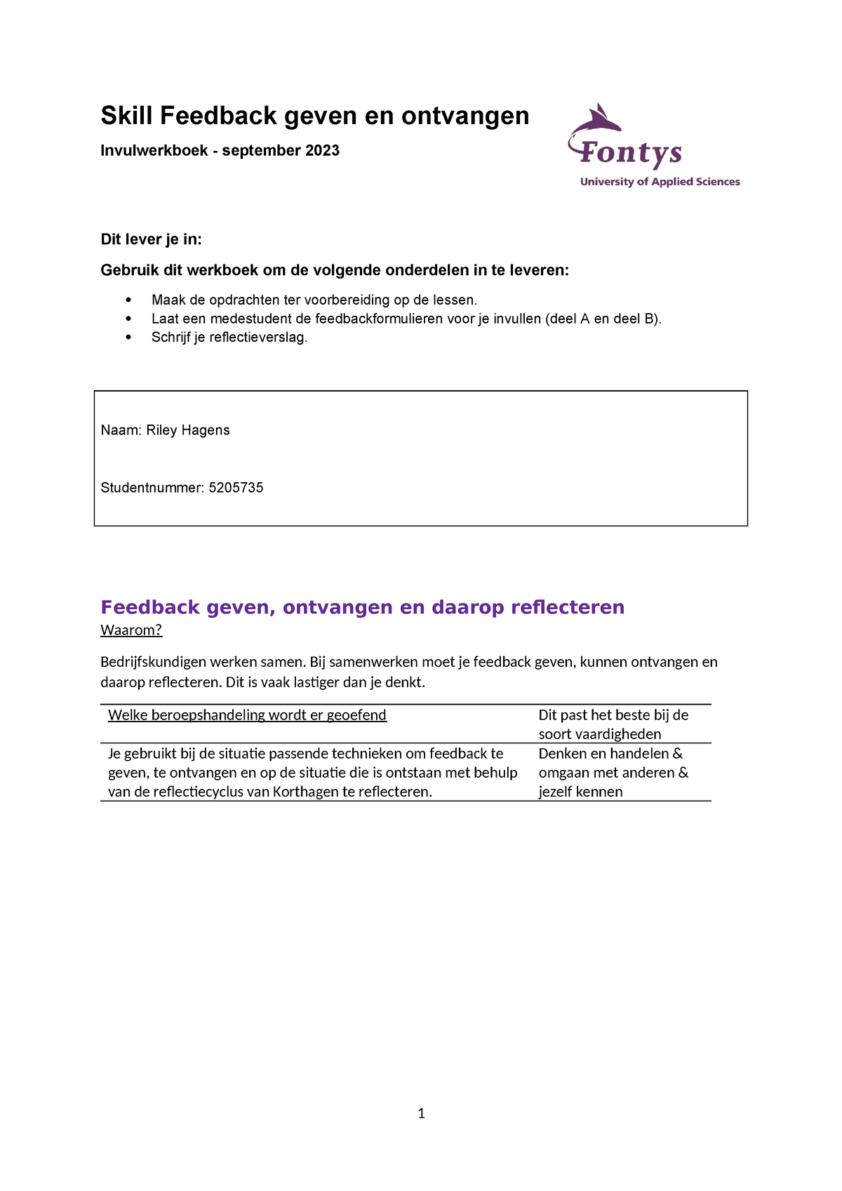 Werkboek Feedback Geven En Ontvangen - Skill Feedback Geven En ...