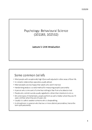 101183 2020 Behavioural Science Learning Guide - School Of Psychology ...