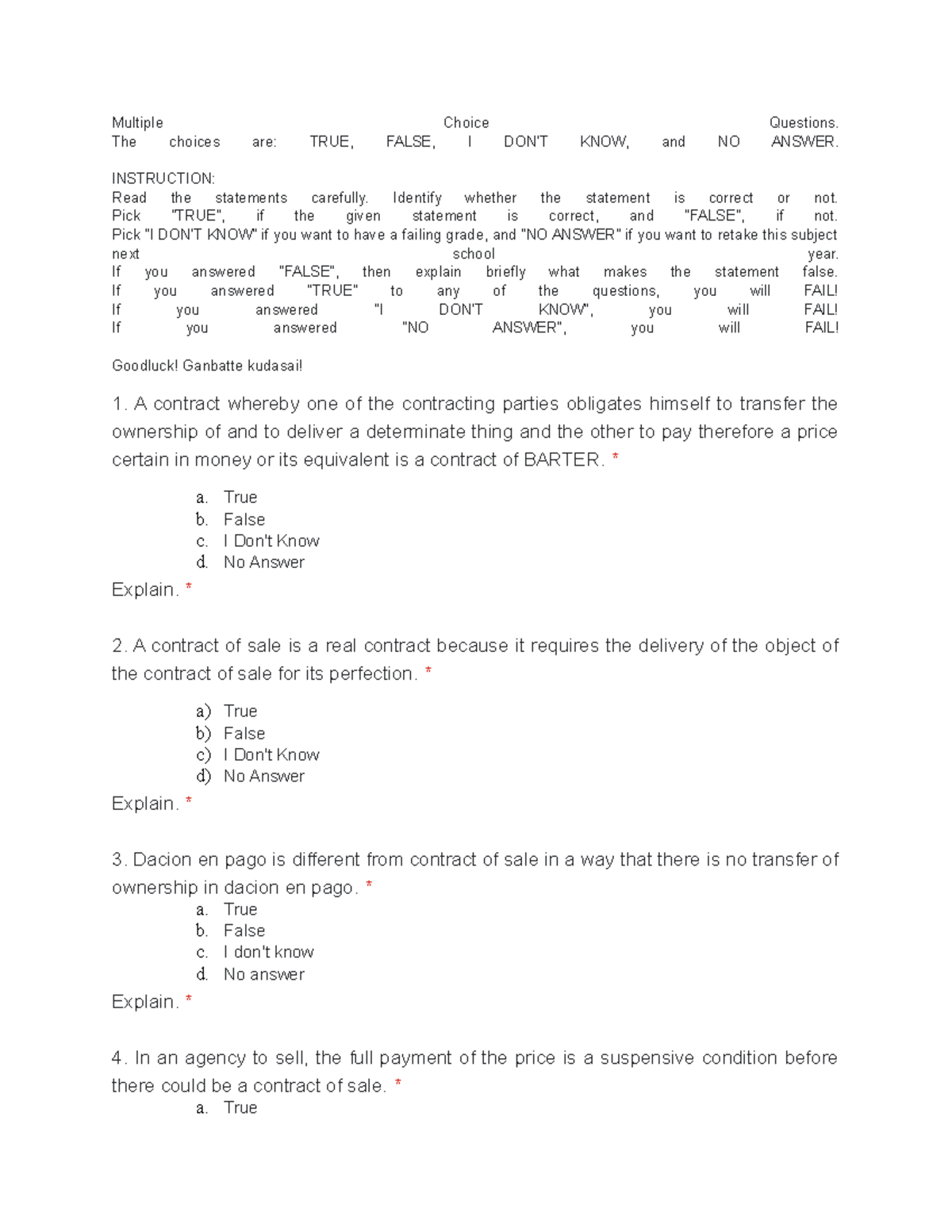 Taxation Examination 01010101 - Multiple Choice Questions. The Choices ...