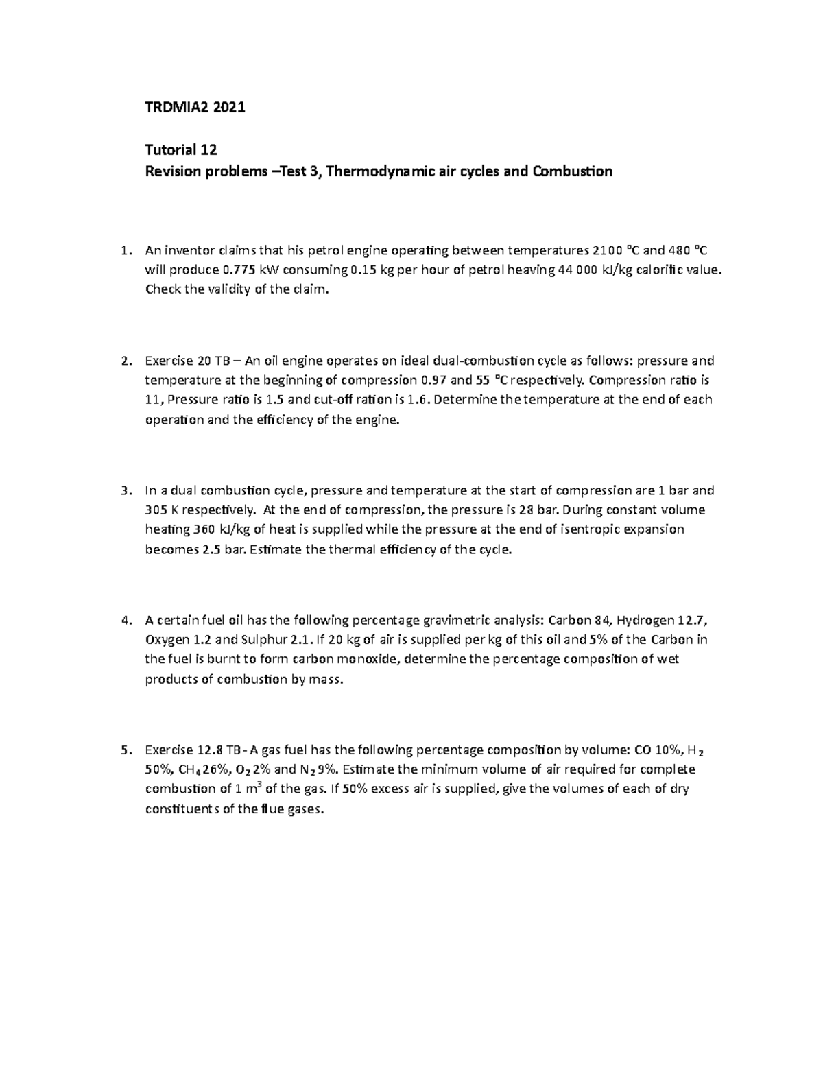 Tutorial 12 practice problems - TRDMIA2 2021 Tutorial 12 Revision ...