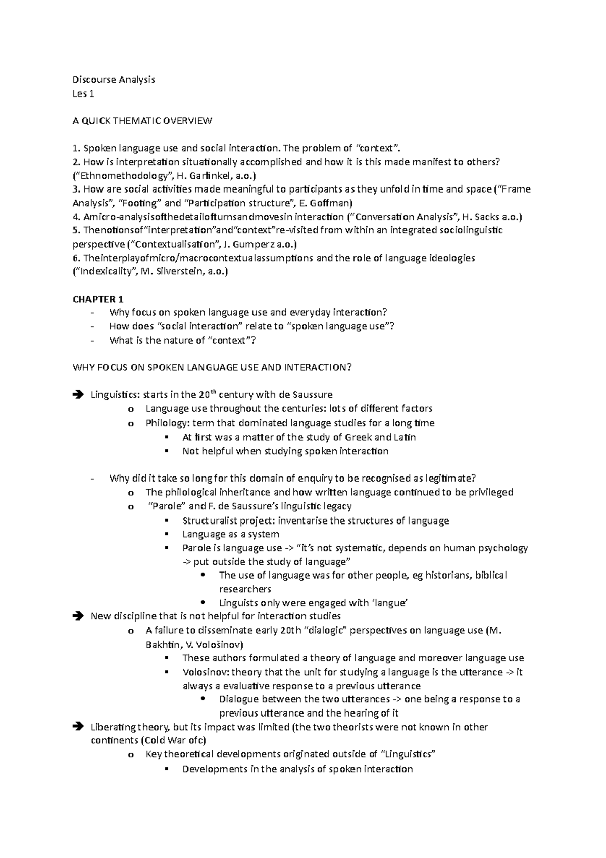 Discourse Analysis notes - Discourse Analysis Les 1 A QUICK THEMATIC ...