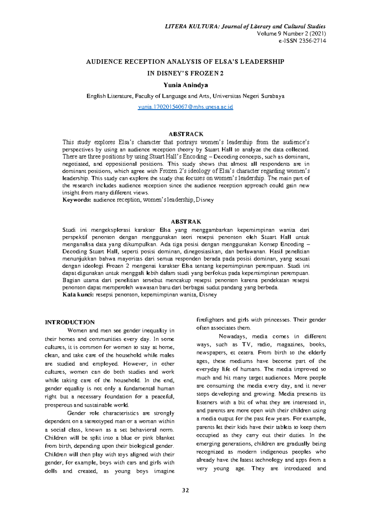 Reception Analysis of Disney Characters - Volume 9 Number 2 (20 21 ) e ...