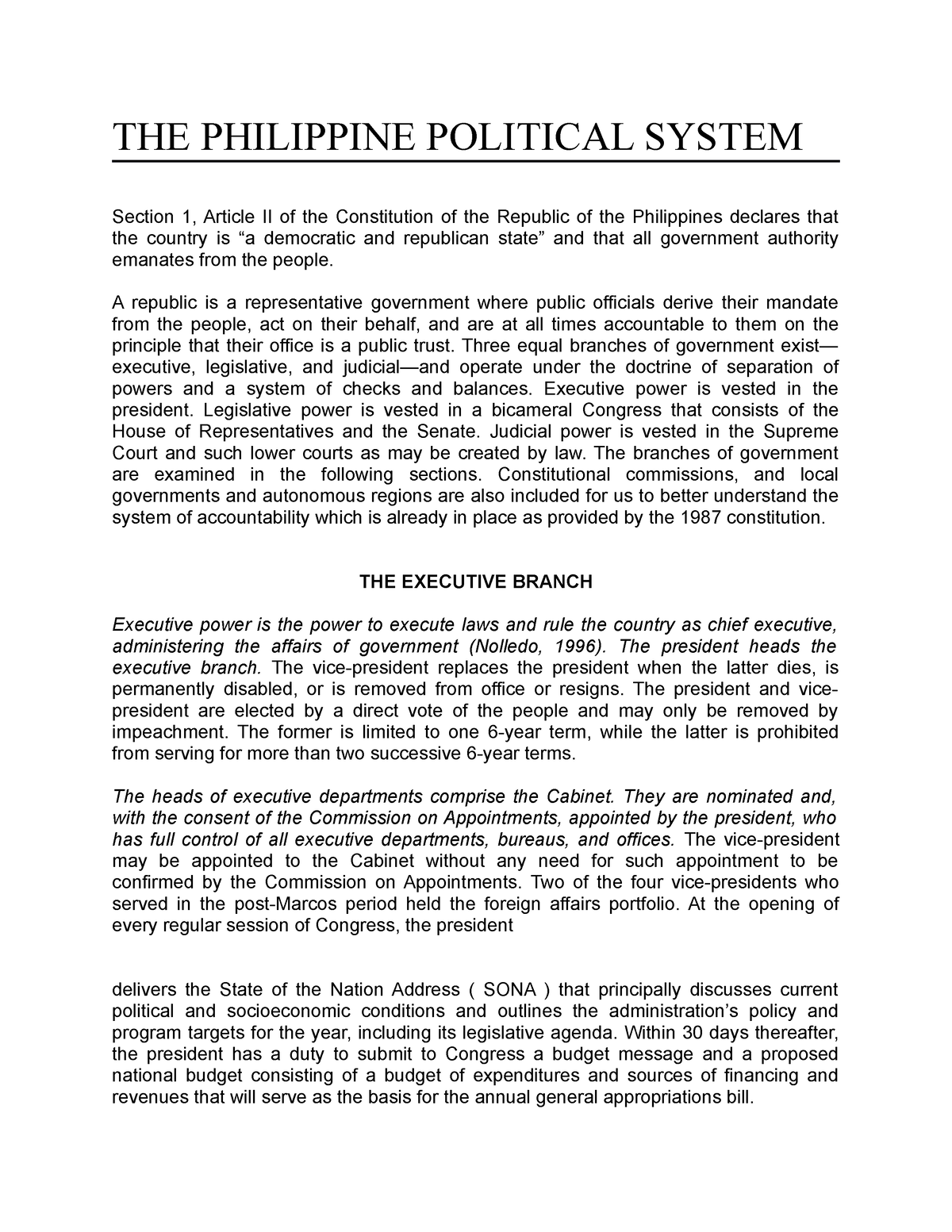 the philippine political structure essay 2 3 paragraph