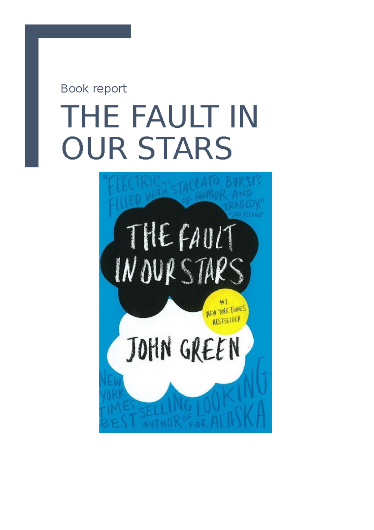 book report the fault in our stars