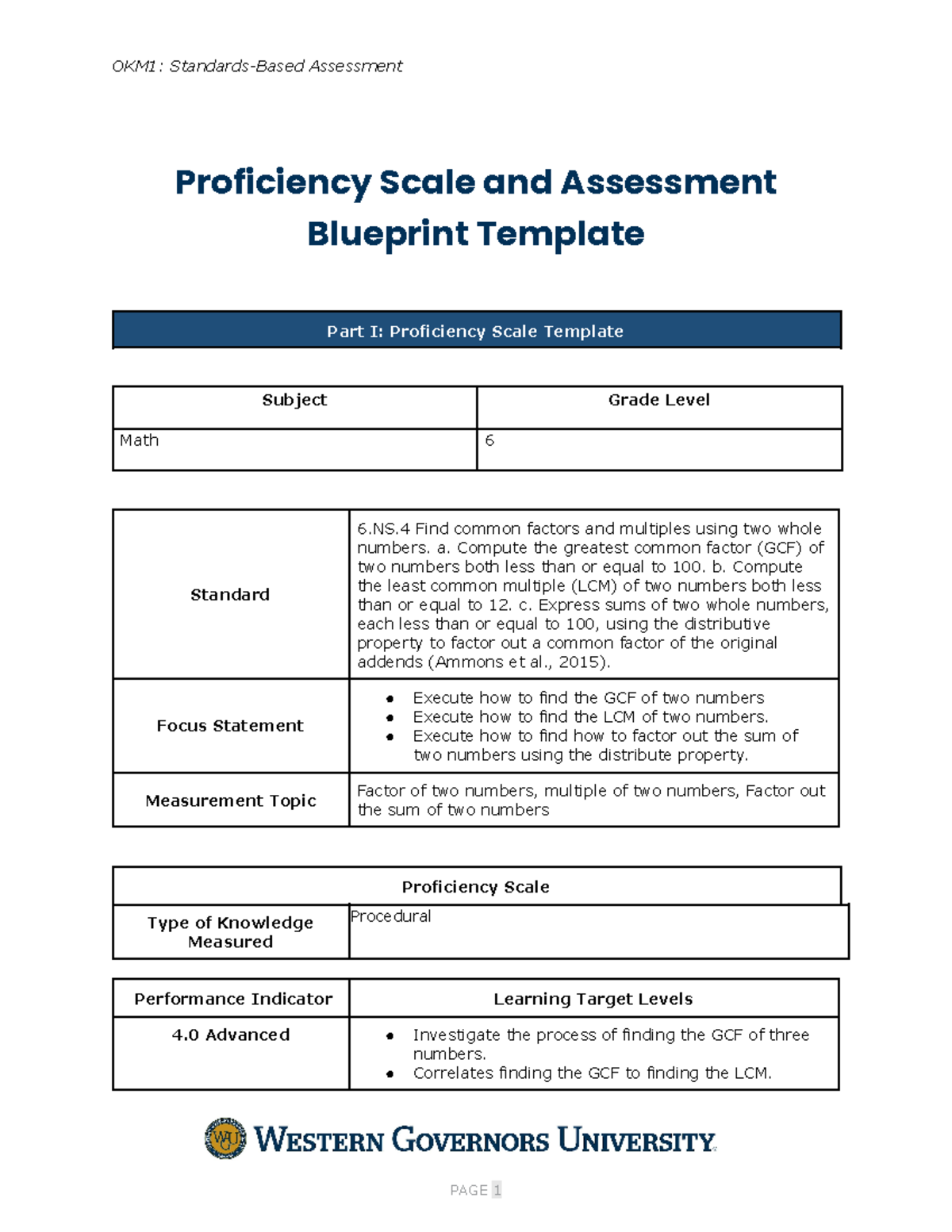 D184 Task 2 - passed - OKM1: Standards-Based Assessment Proficiency ...