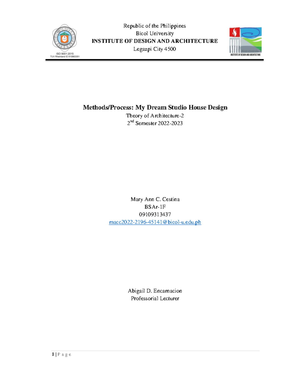 AT2 - Notes - Methods/Process: My Dream Studio House Design Theory of ...