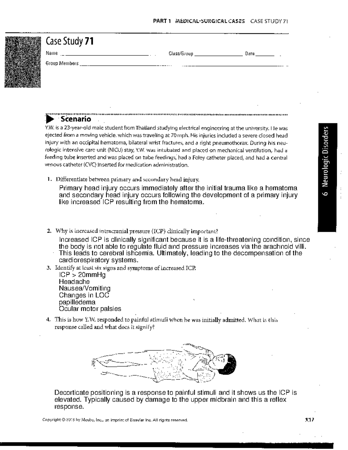 Head injury case study Complete - Primary head injury occurs ...