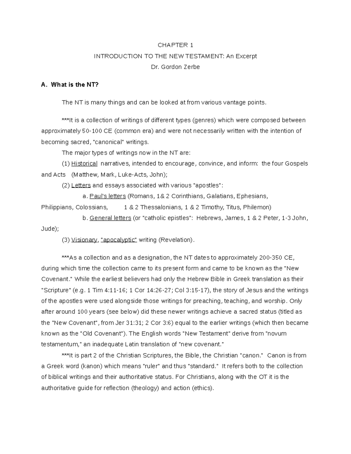 UNIT 2- Notes - CHAPTER 1 INTRODUCTION TO THE NEW TESTAMENT: An Excerpt ...
