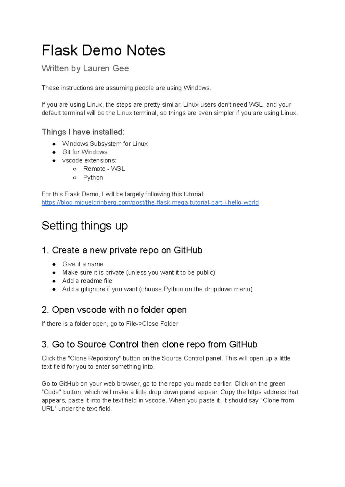 Flask Demo Notes Lauren - Flask Demo Notes Written by Lauren Gee These ...