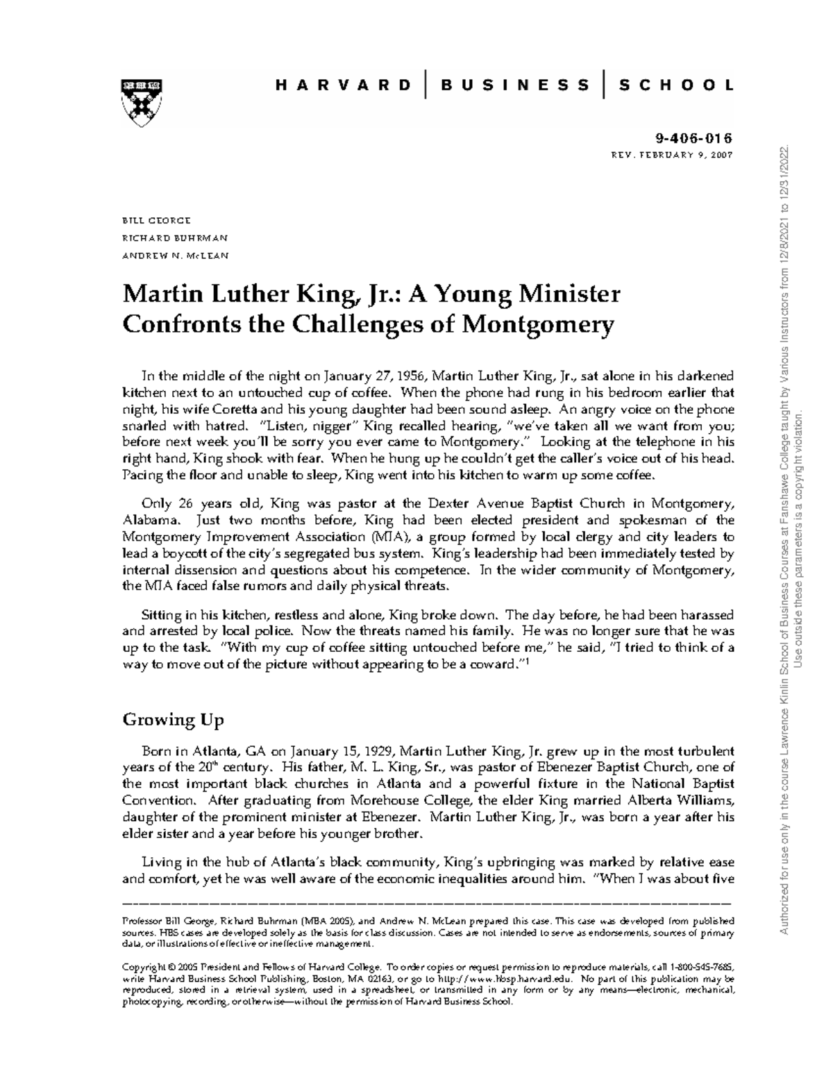 W22 MGMT 6138 Module 9 Martin Luther King 9406 REV FEBRUARY 9