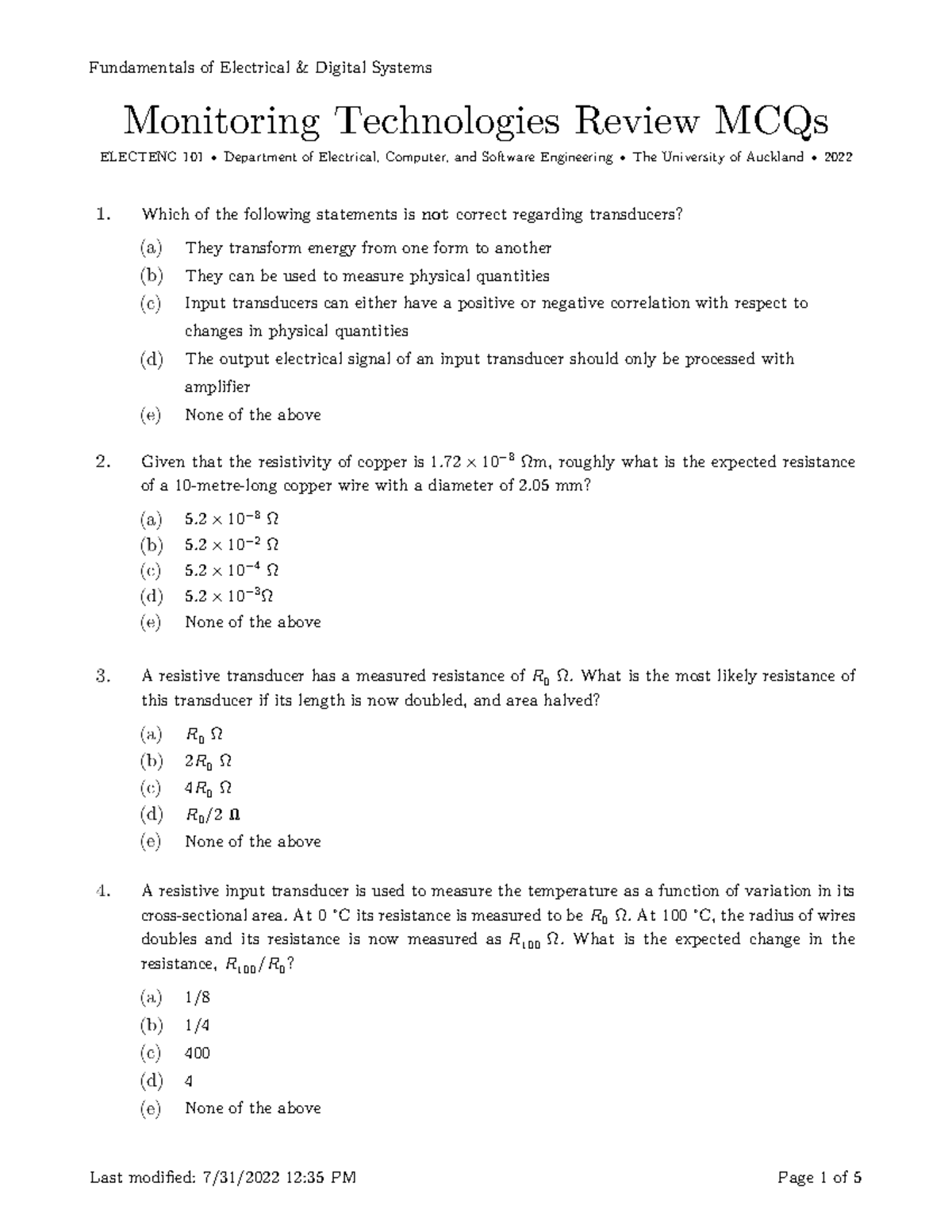 Monitoring+Technologies+Review+MCQs Fundamentals of Electrical