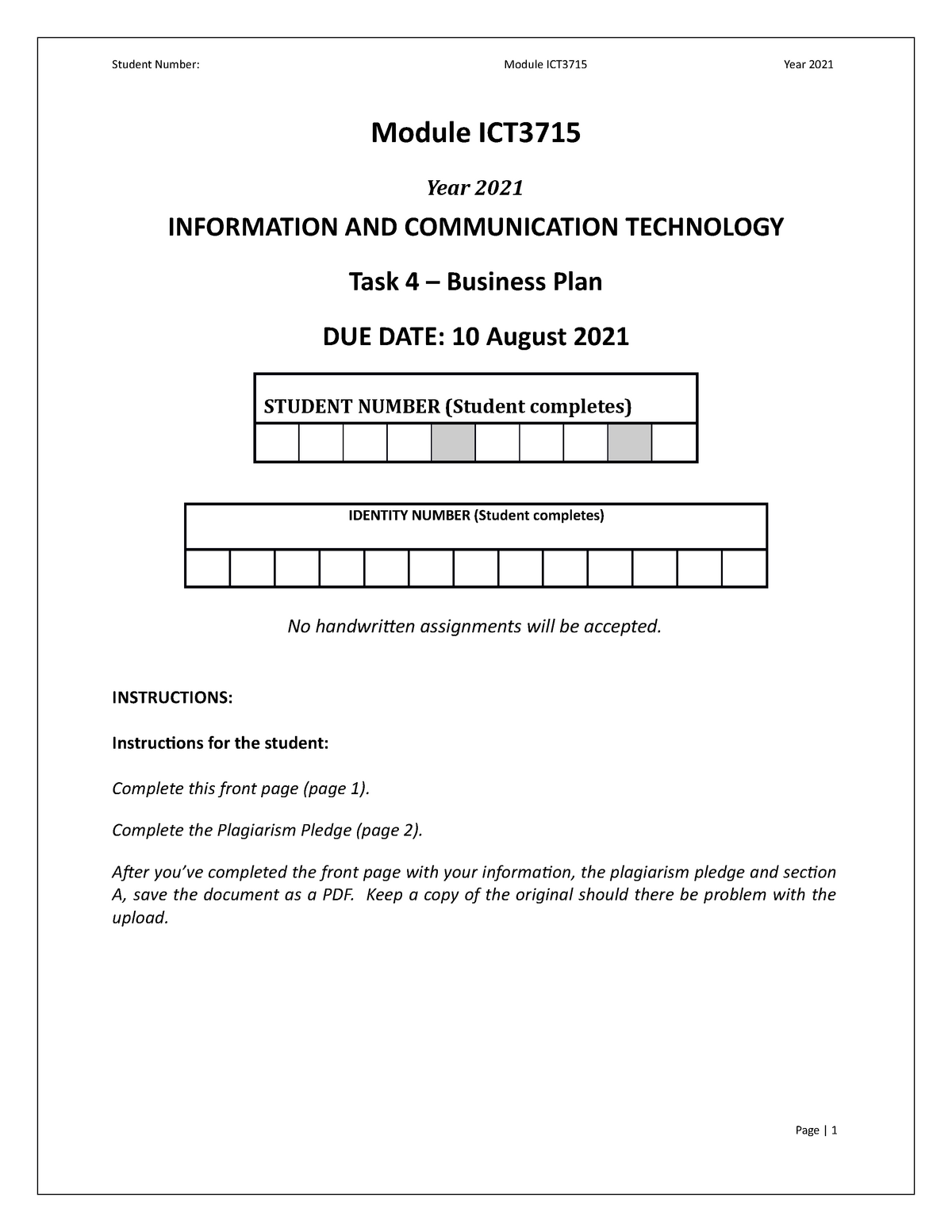 ict training center business plan pdf