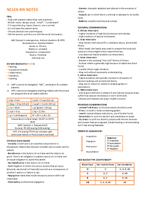 Cram sheet for nclex - Vital Signs Heart rate: 80—100 bpm Respiratory ...
