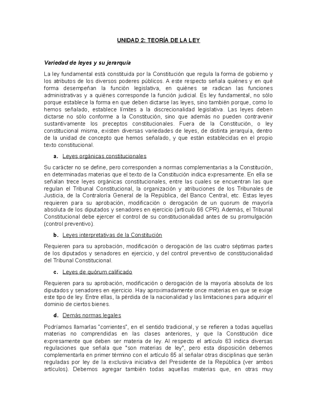 Apunte clase 28-09 - DRECHO - UNIDAD 2: TEORÍA DE LA LEY Variedad de ...