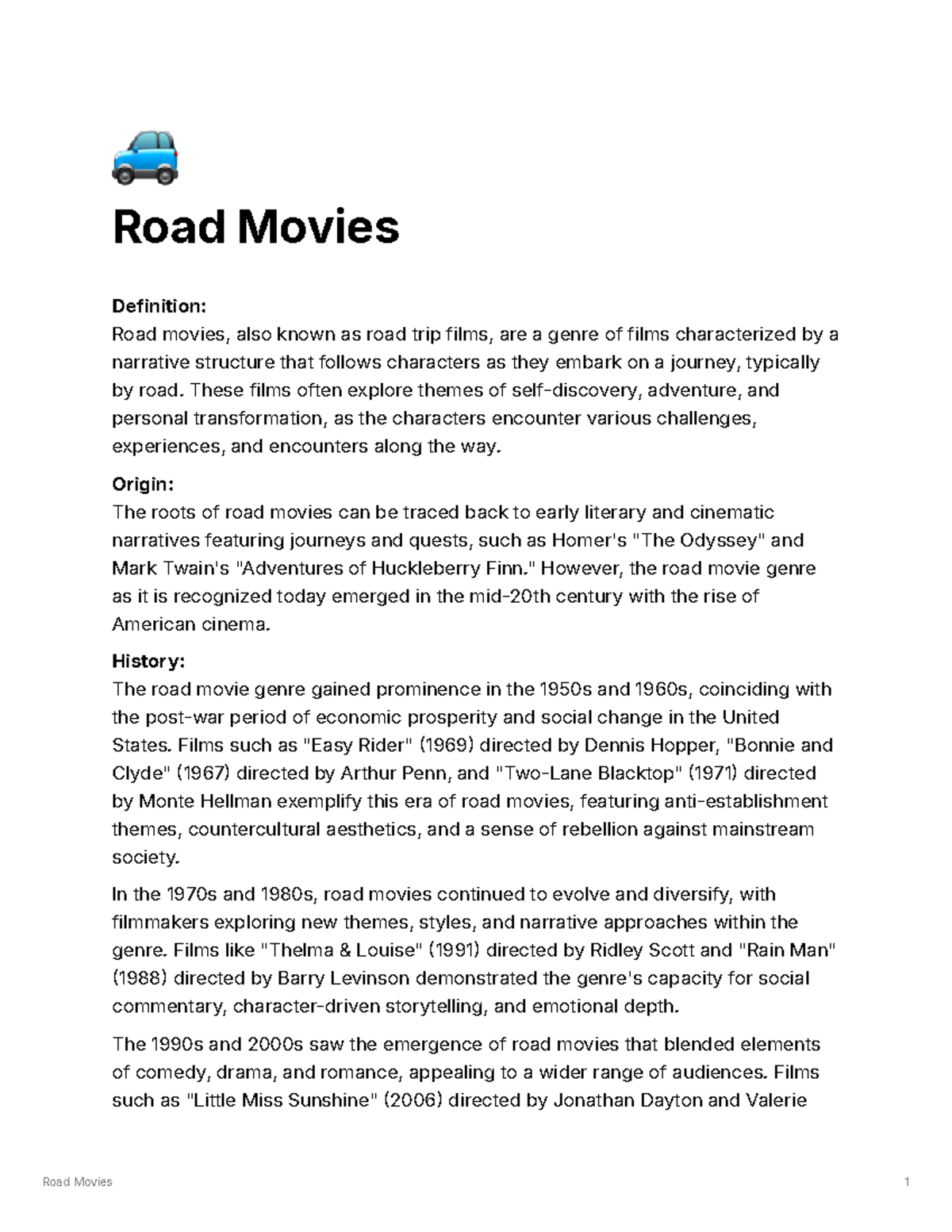 Road Movies - These films often explore themes of self-discovery ...